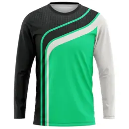 Custom Unisex Crew Neck Sublimated Long Sleeve T-Shirt Black Green